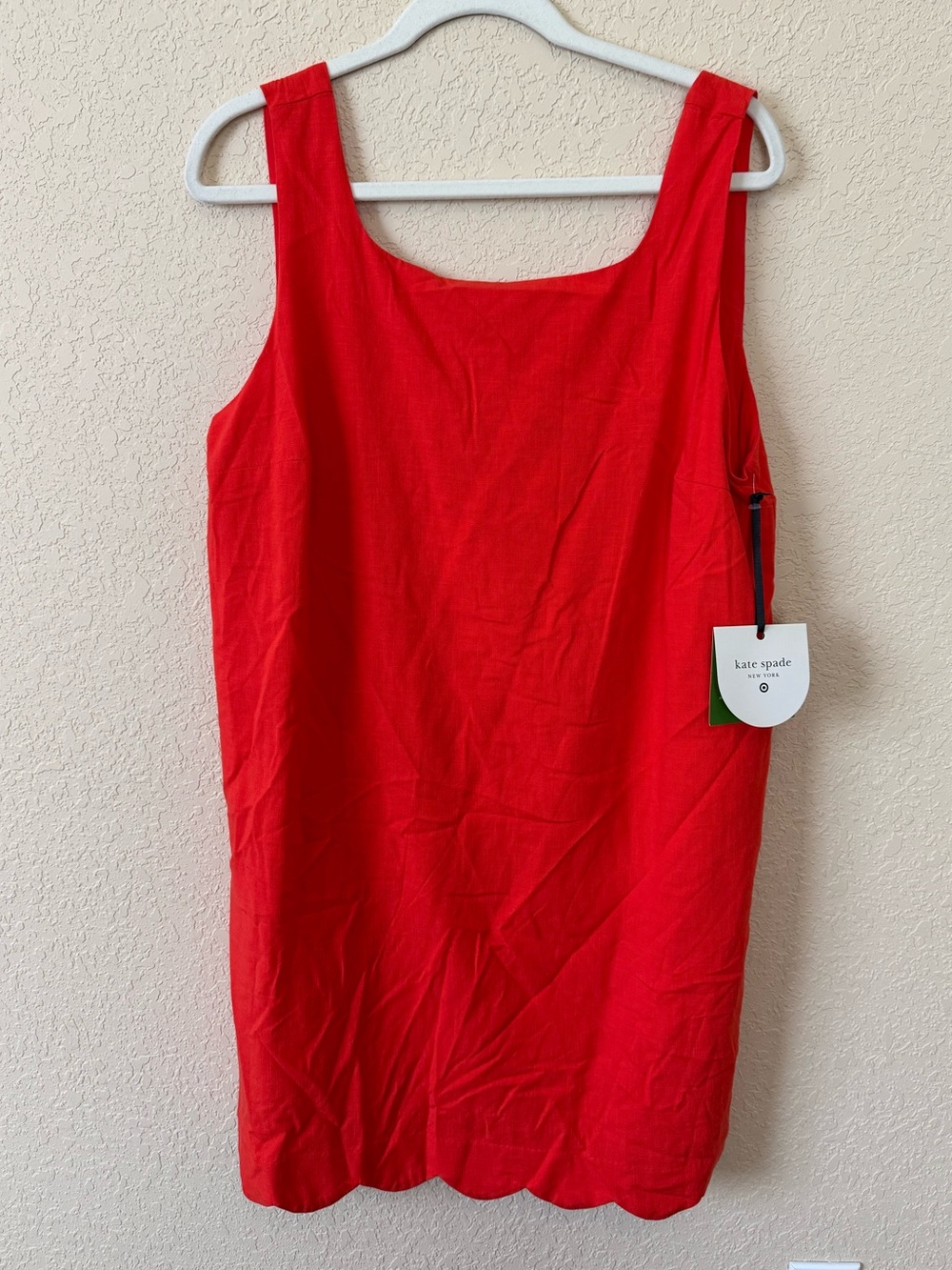 NWT Kate Spade X Target Sleeveless Red Scalloped Shift Dress, Size L